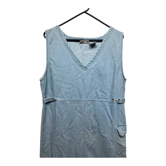 Vintage 90's Denim Maxi Dress 100% Cotton Large - Picture 2 of 5